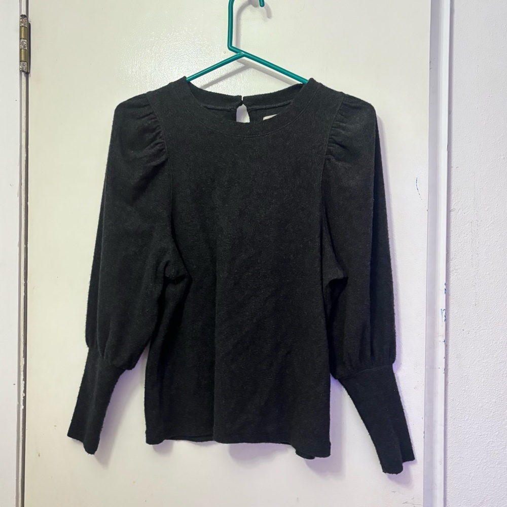 Madewell Black Puff-Sleeve Long Sleeve Top